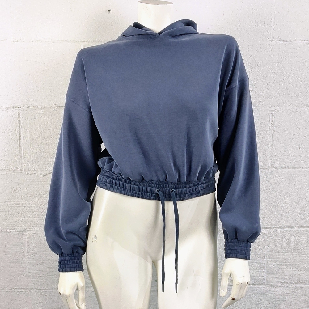 Sweaty Betty Slate Blue Cropped Hoodie